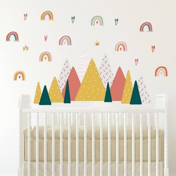 slide 2 of 6, Walplus Scandinavian Rainbows Mountains Kids Wall Sticker Nursery Décor