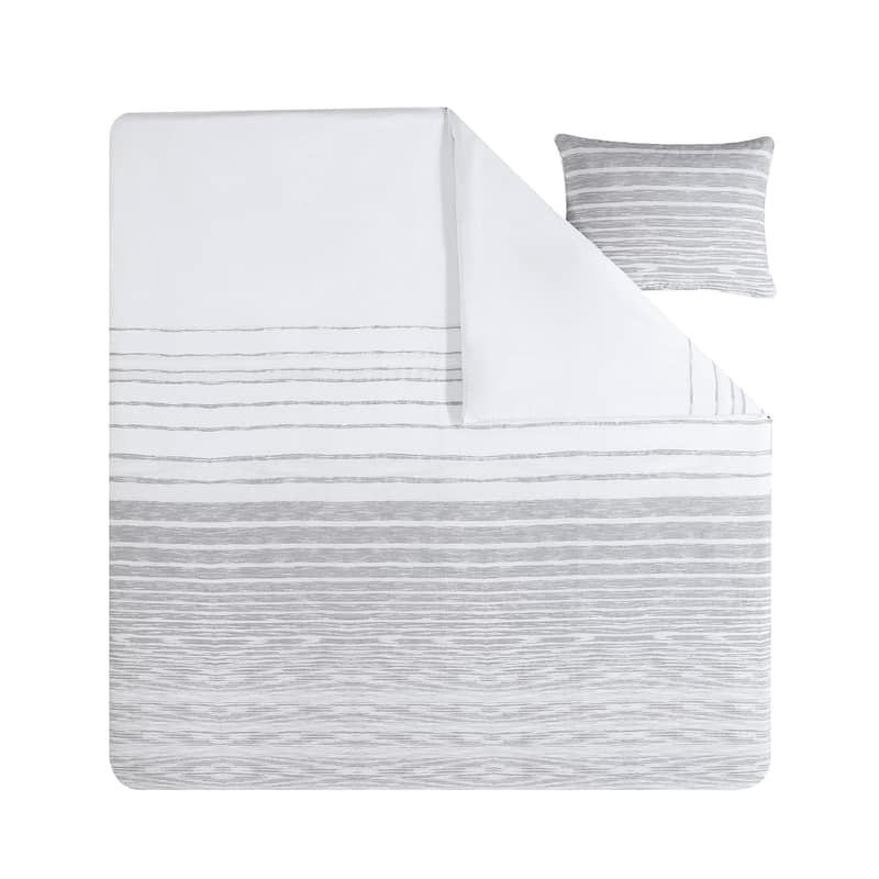 Kenneth Cole New York Abstract Stripe Cotton Grey Comforter Set