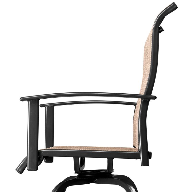 2 Pieces Wrought Iron Swivel Bar Chairs for Patio or Kitchen - 23.23" x 26.38" x 51.38"