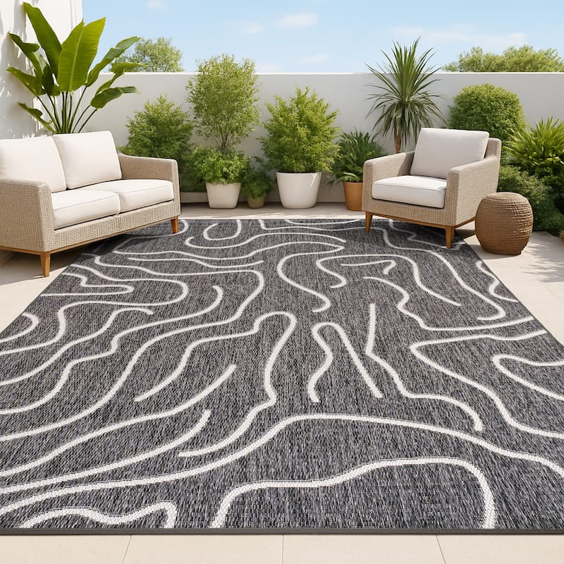 JONATHAN Y Nolan Modern Coastal Organic Shapes Indoor/Outdoor Area Rug