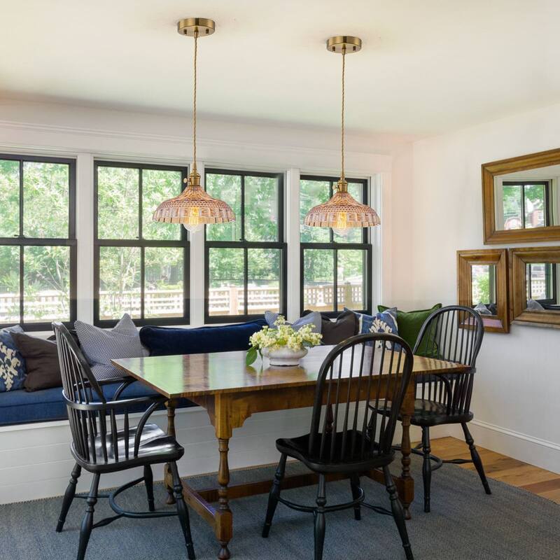 9.8'' Amber Glass Pendant Light for Kitchen Island