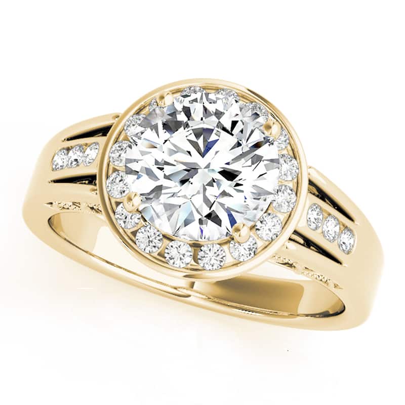 Auriya 14k Yellow Gold Lab Grown Round Diamond Halo Engagement Ring 0.50 to 5.00 ct. tw. (F-G VS) - 0.50 ct. center - 6
