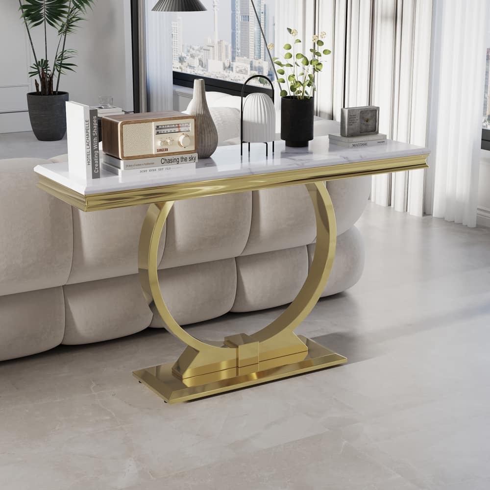 50 inch Rectangle Console Table with Circle Base
