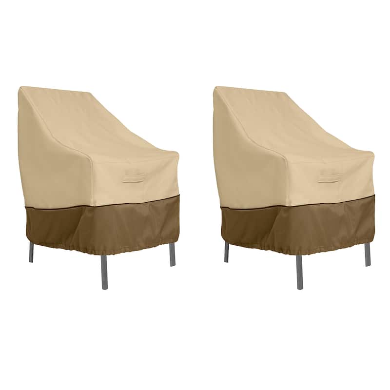 Classic Accessories Veranda Water-Resistant 25.5 Inch High Back Patio Chair Cover, 2-Pack