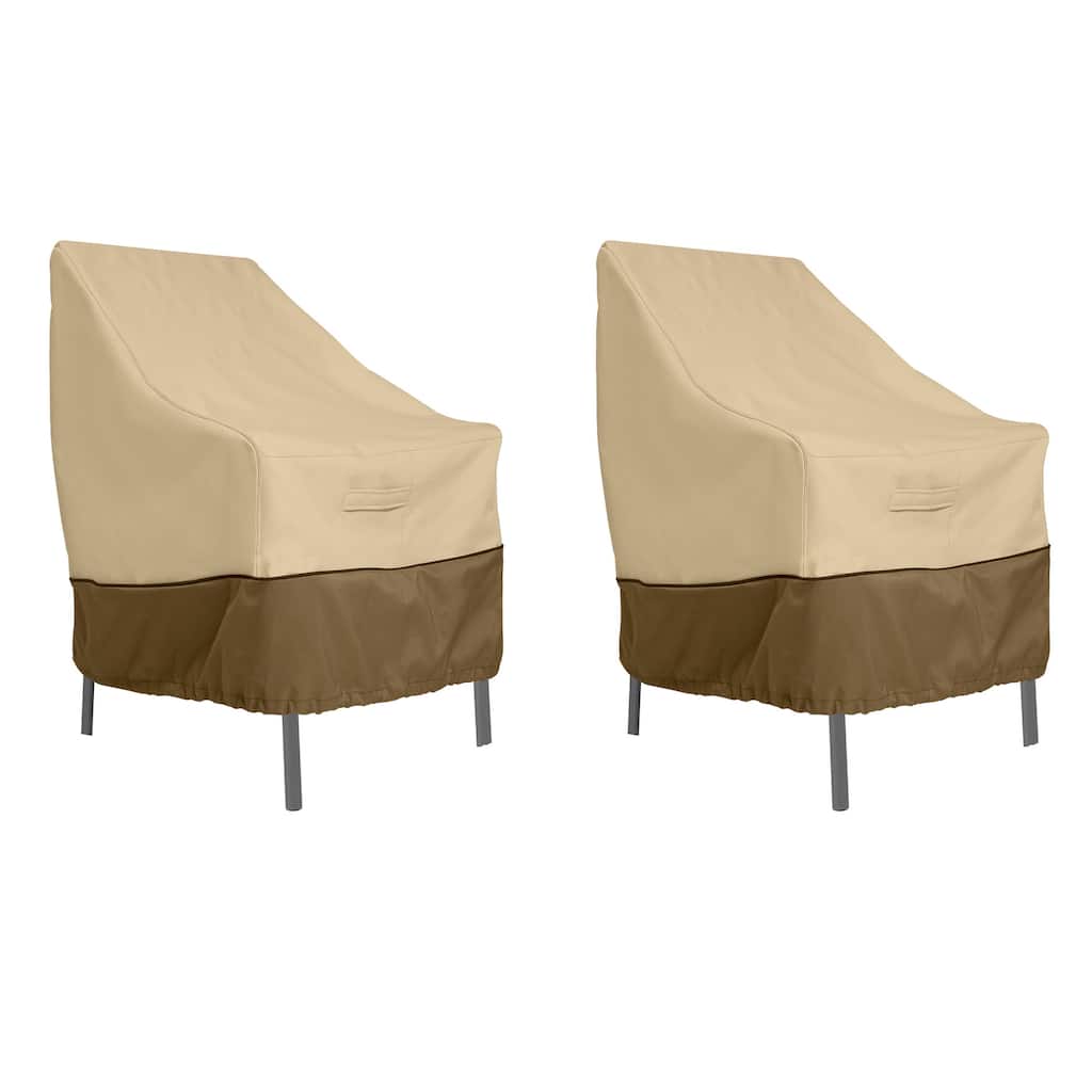 Classic Accessories Veranda Water-Resistant 25.5 Inch High Back Patio Chair Cover, 2-Pack
