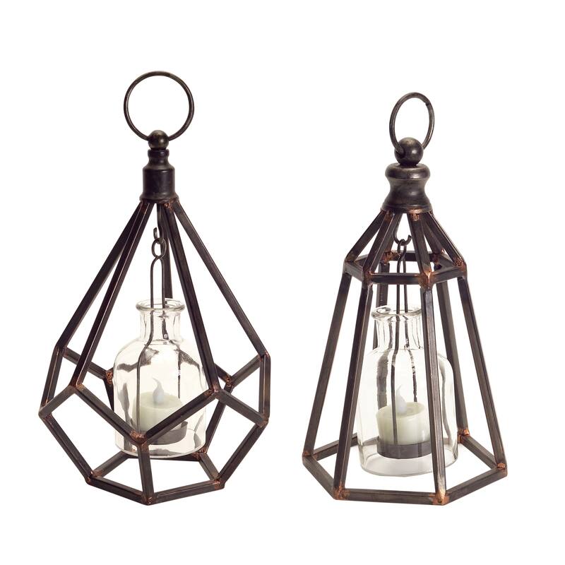 HomeRoots Set Of Two Copper Flameless Floor Tealight Candle Holder - 12