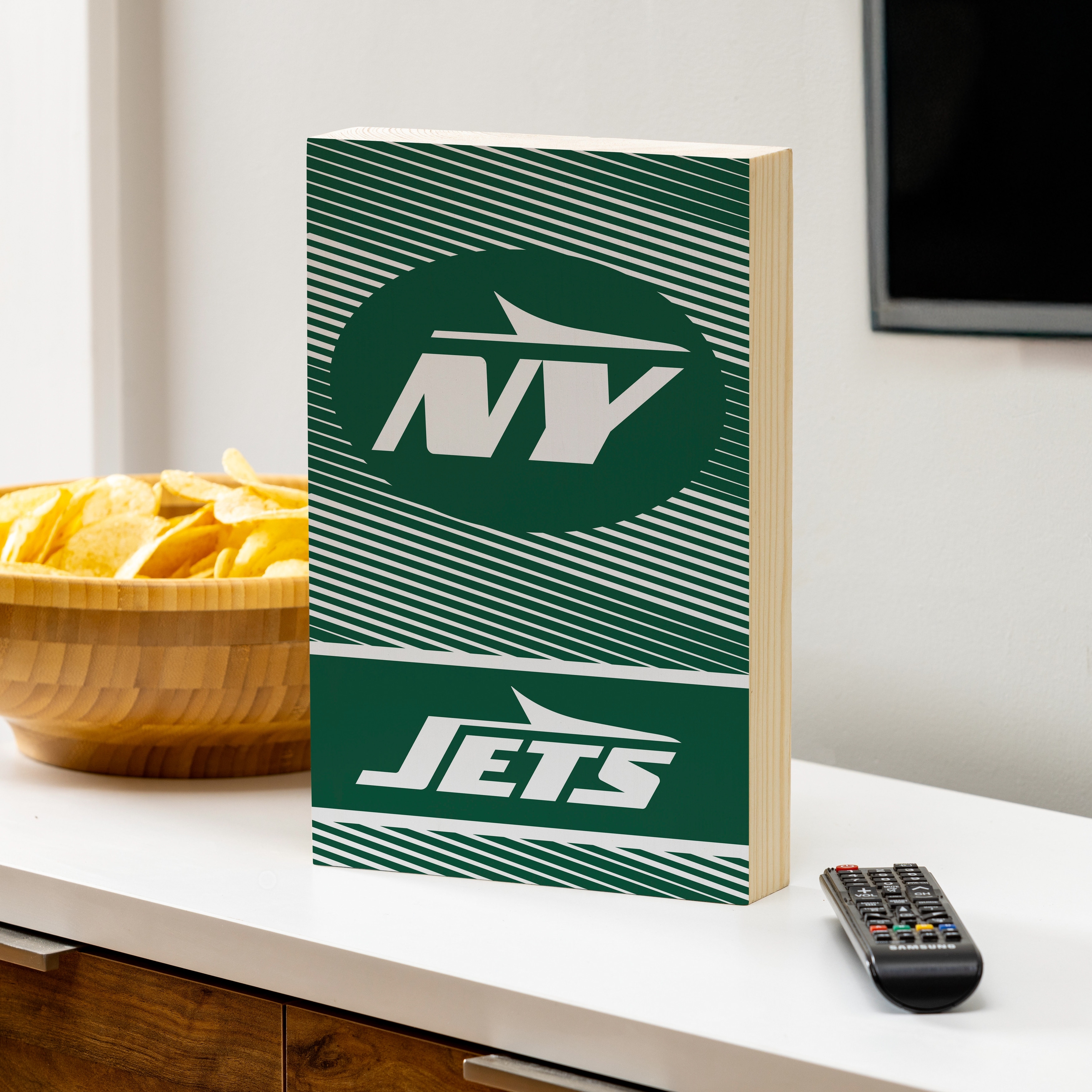 New York Jets Wooden Tabletop Mantel Shelf Sign