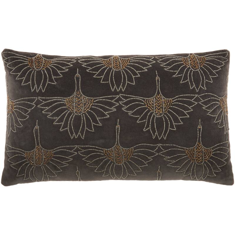 Mina Victory Beaded Flowers Throw Pillow