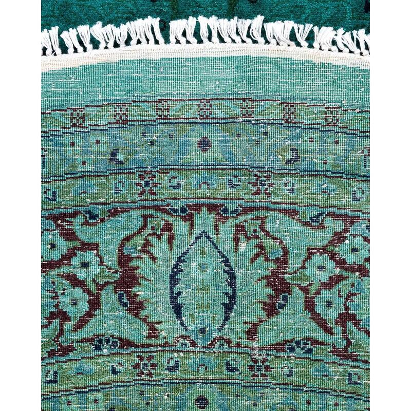 Fine Vibrance, One-of-a-Kind Hand-Knotted Area Rug - Green, 6' 1" x 6' 1" - 6' 1" x 6' 1"