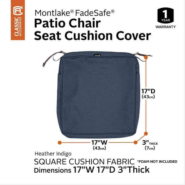 dimension image slide 9 of 22, Classic Accessories Montlake Water-resistant Seat Cushion Slip Cover