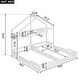 preview thumbnail 3 of 10, Twin Size House Platform Beds with Shelves and Guardrails, 2 Shared Beds in Creamy White
