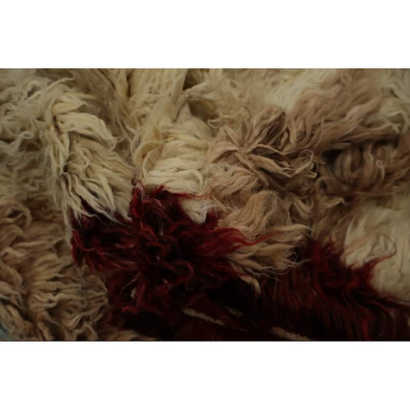 Hand Knotted Oriental 100% Wool Carpet Modern Tribal Beige & Ivories Moroccan Area Rug - 9' 4'' X 6' 9''