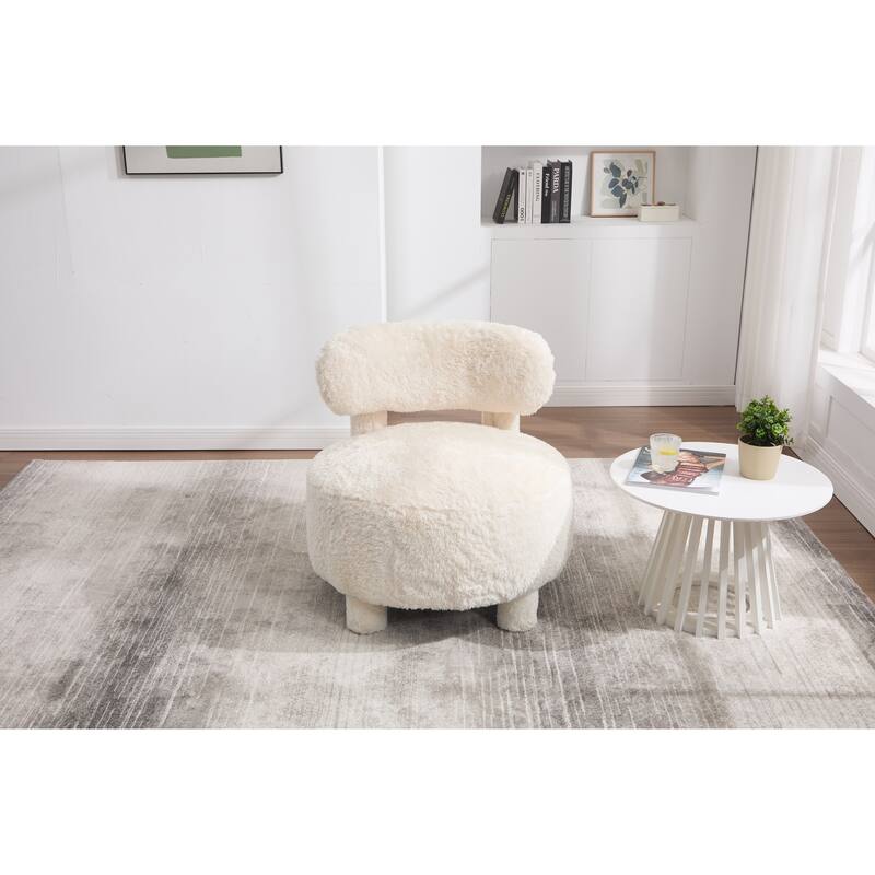 Armless Accent Chair with Curved Backrest and Solid Wood Legs, Small Upholstered Side Chair for Bedroom, Vanity, Reading Nook