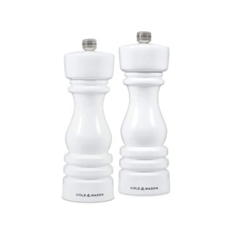 Cole & Mason London White Gloss Salt & Pepper Mills 7" - Adjustable Grind, Durable Mechanisms
