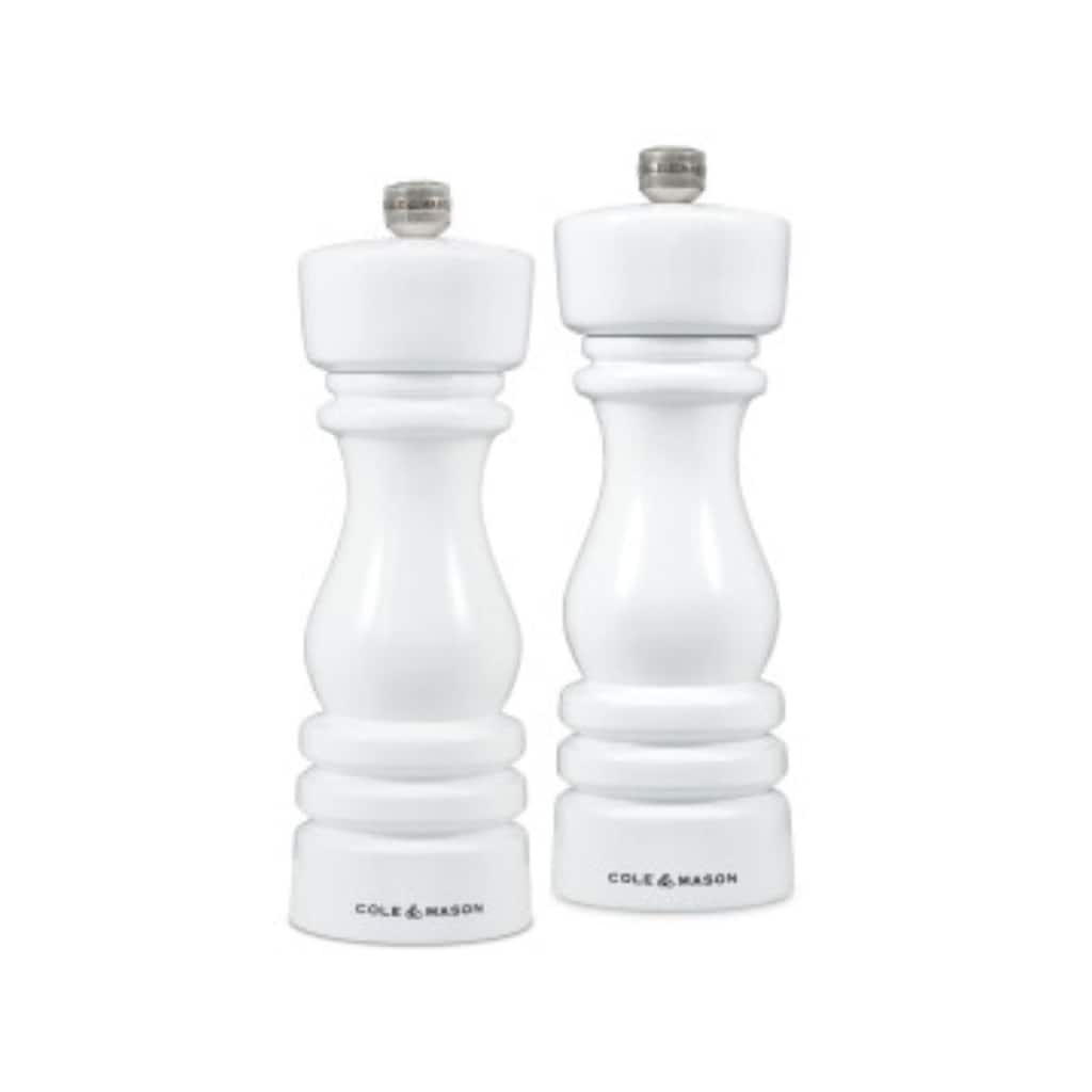 Cole & Mason London White Gloss Salt & Pepper Mills 7" - Adjustable Grind, Durable Mechanisms