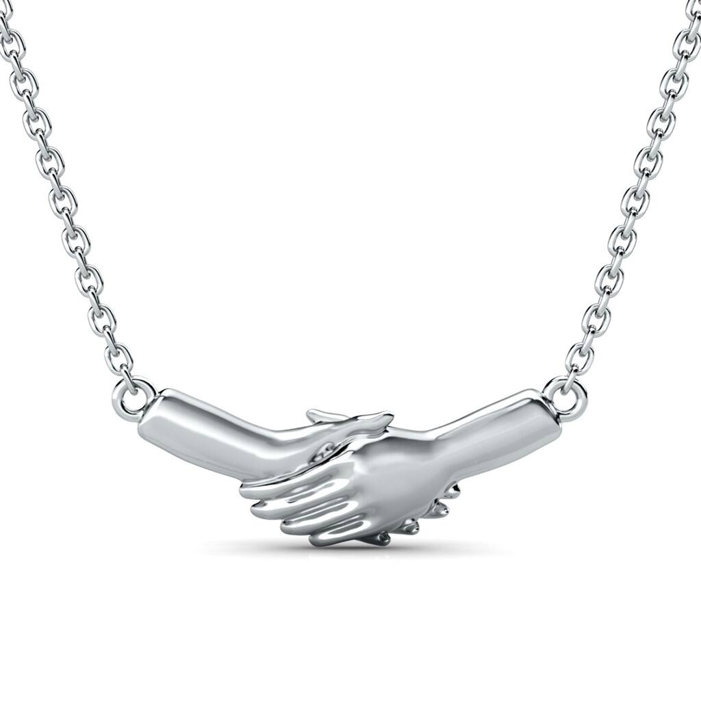 Ted Poley Miss Your Touch Interlocking Hand Necklace in .925 Sterling Silver