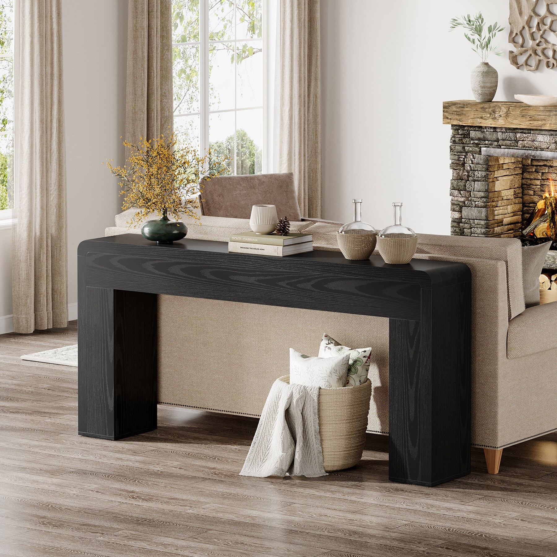 Industrial Rustic Brown Extra Long 70.9" Console Table for Entryway