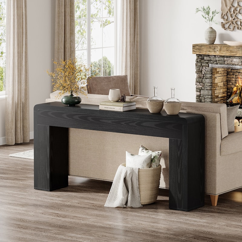 Industrial Rustic Brown Extra Long 70.9" Console Table for Entryway - Black