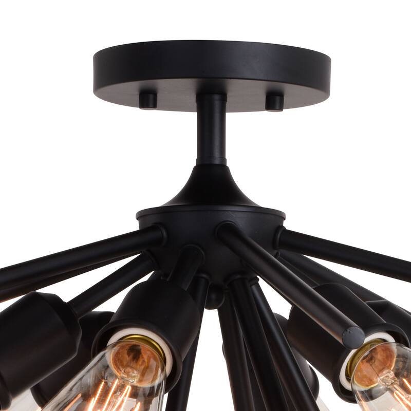 Estelle 24-in W Mid-Century Modern Sputnik Semi Flush Mount Ceiling Light - 24-in W x 14.5-in H x 24-in D
