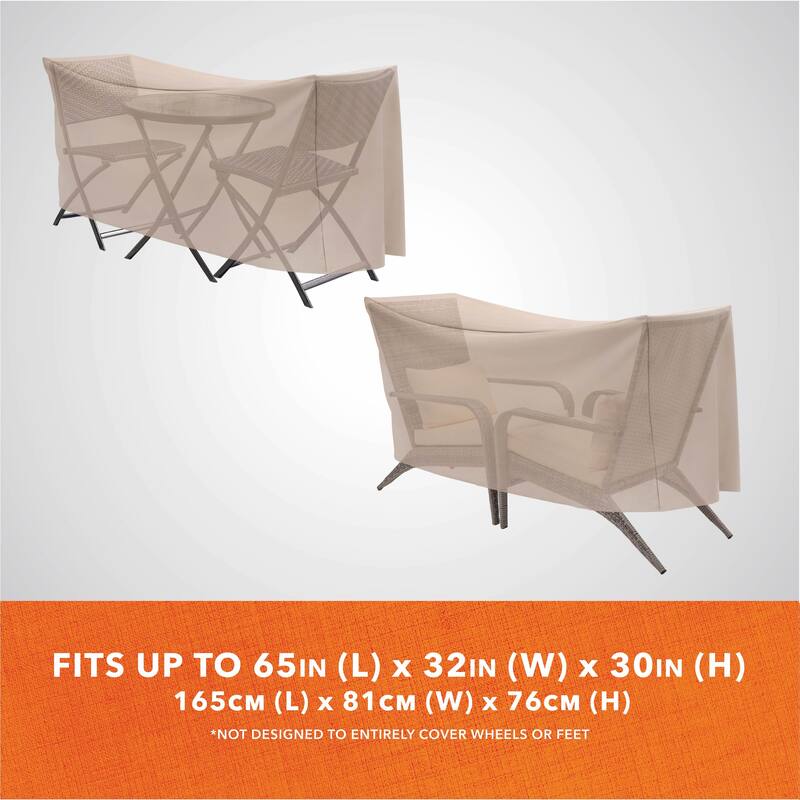 Modern Leisure Basics Patio Bistro Table & Chair Set Cover, 65"L X 32"W X 30"H, Beige - 65" x 32" x 30"
