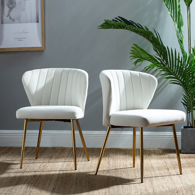 Milia Upholstered Premium Velvet Dining Chair (Set of 2) - Ivory