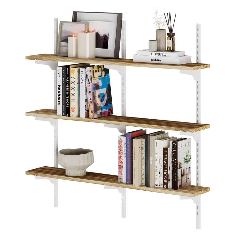 Wallniture Turin 36" Floating Wall Shelf with Adjustable Brackets, Rustic Shelves, Wall Mounted, Boho Decor, Wood, Tier Options
