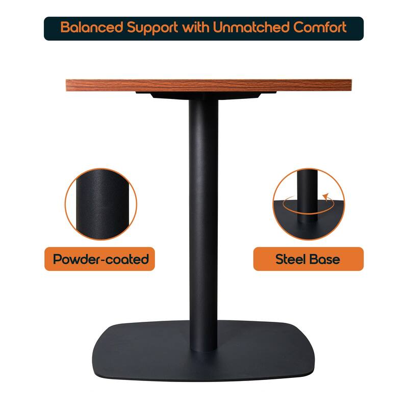 Vail Square Dining Table with 24 in. MDF Tabletop in Black Stainless Steel Square Base Accent Kitchen Table