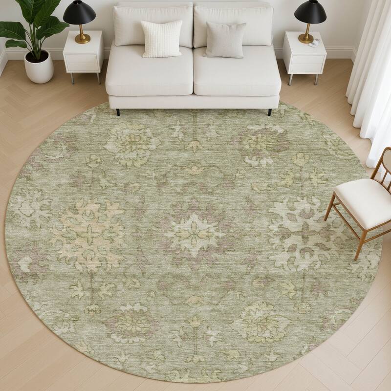 Premium Washable Super Soft Traditional Caply Mayfield Rug - Sage - 8' x 8'