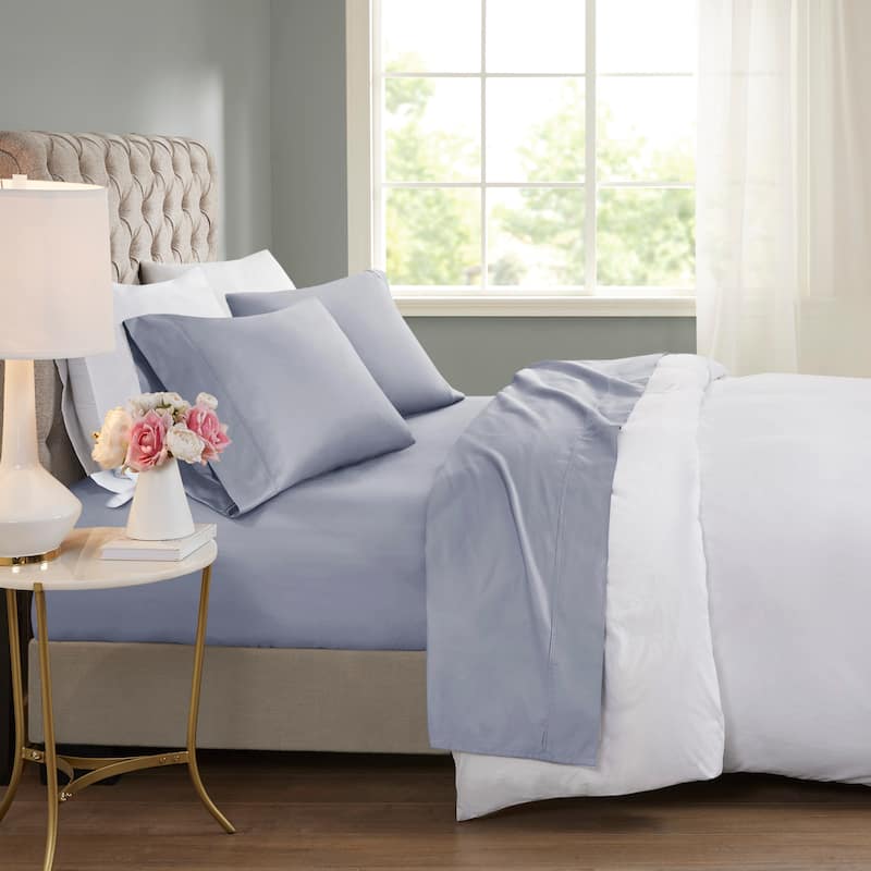 Beautyrest 600 Thread Count Cooling Cotton Blend 4 PC Sheet Set - King - Blue