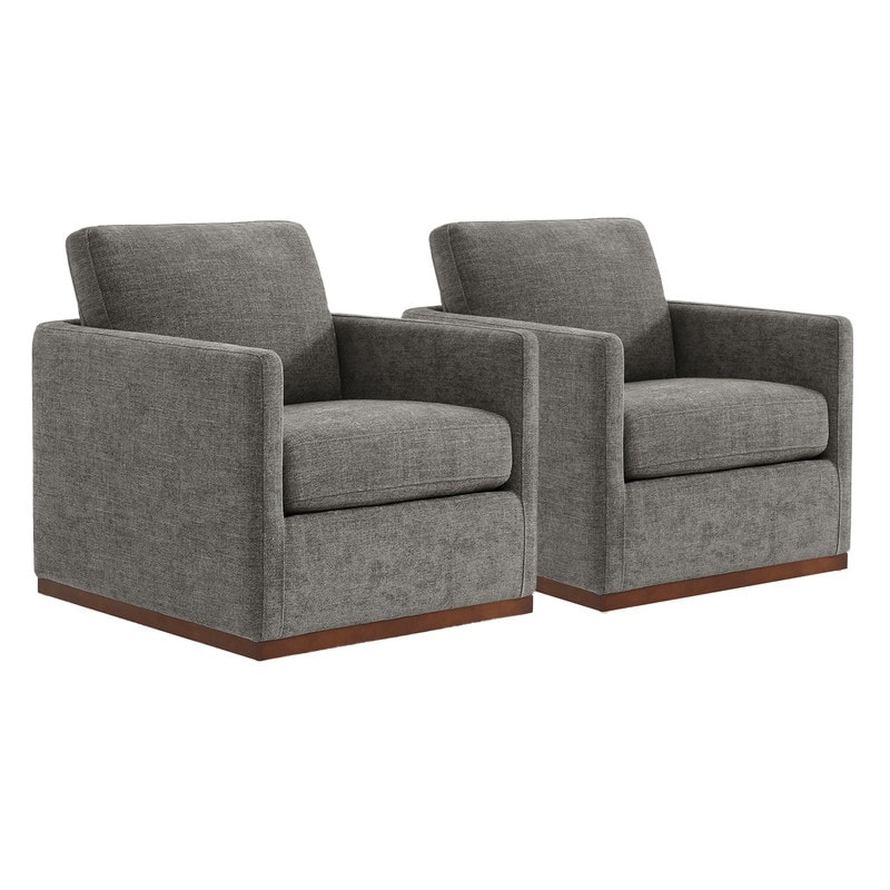 Spruce & Spring Shane Modern Swivel Accent Arm Chair - Set of 2 - Grey-Fabric
