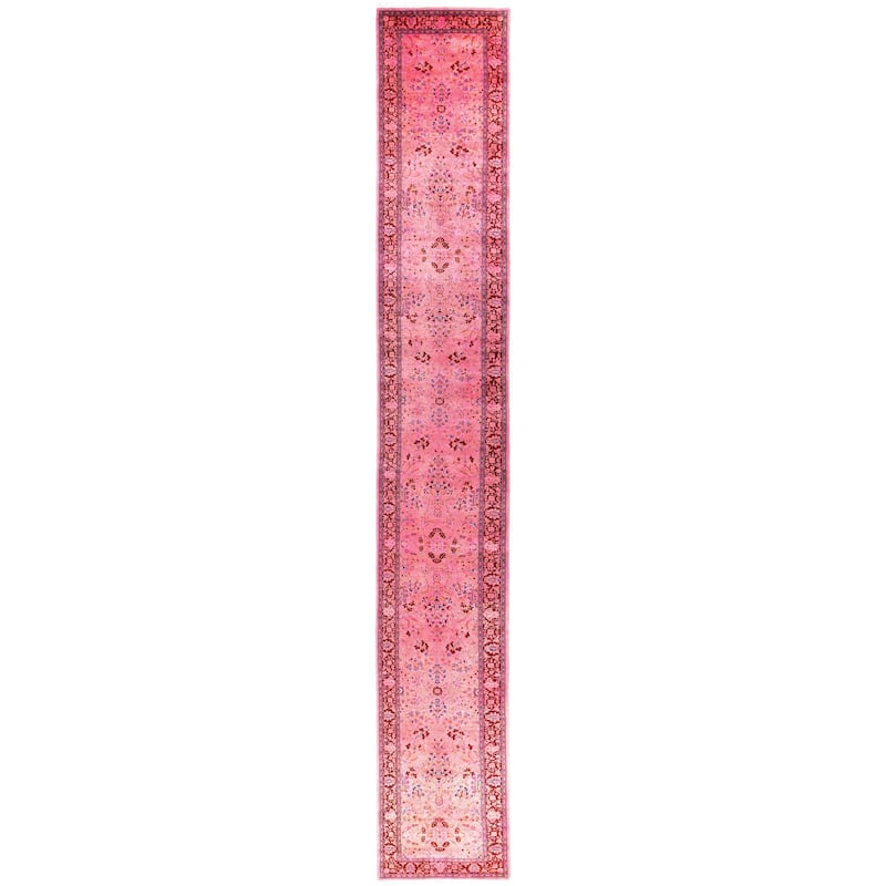 Overdyed One-of-a-Kind Hand-Knotted Runner Rug - Pink - 2' 7" x 18' 1"