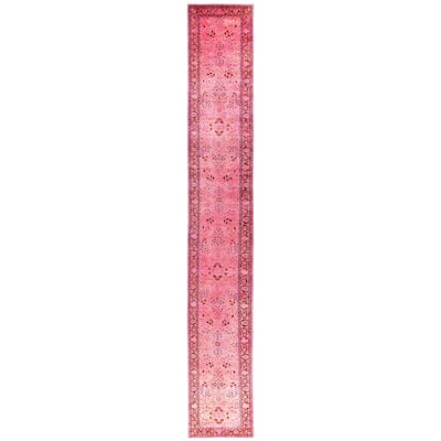 Overdyed One-of-a-Kind Hand-Knotted Runner Rug - Pink - 2' 7" x 18' 1"