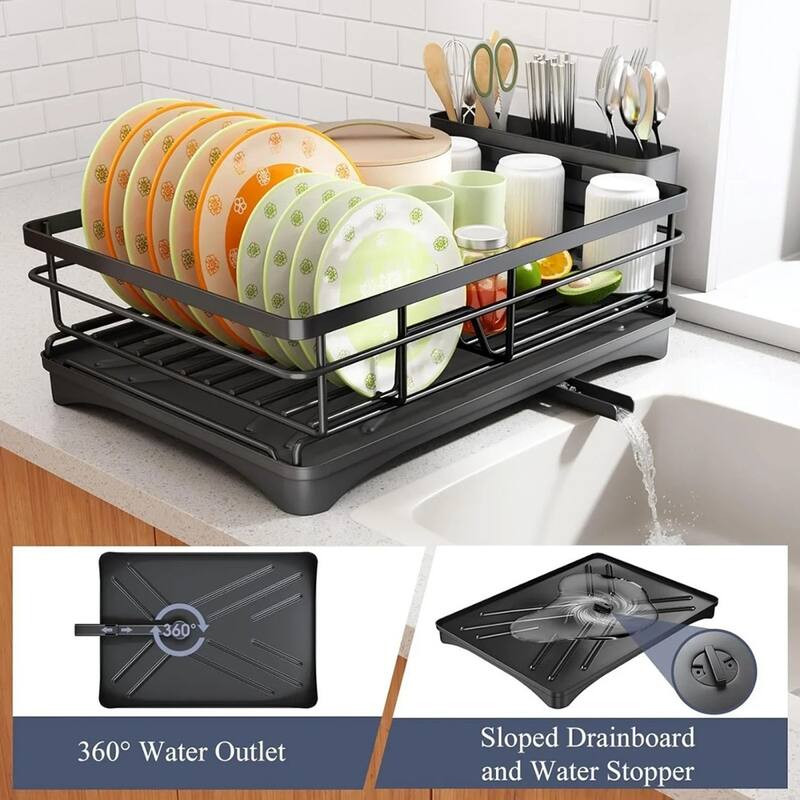 2-Piece Dish Drying & Sink Organizer Set, Drainboard, Pull-Out Shelf