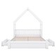 preview thumbnail 6 of 15, Wood Queen Size House Platform Bed with Guardrail and 2 Drawers