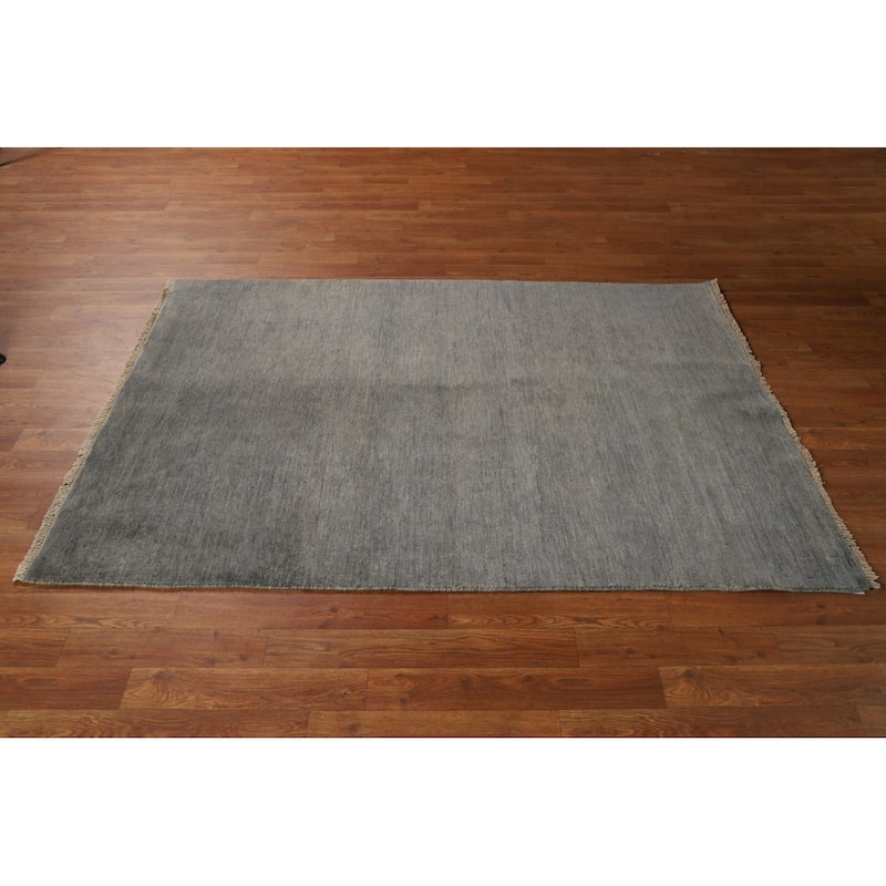 Hand Knotted Oriental 100% Wool Carpet Modern Modern Greys & Charcoal Gabbeh Area Rug - 5' 10'' X 4' 0''