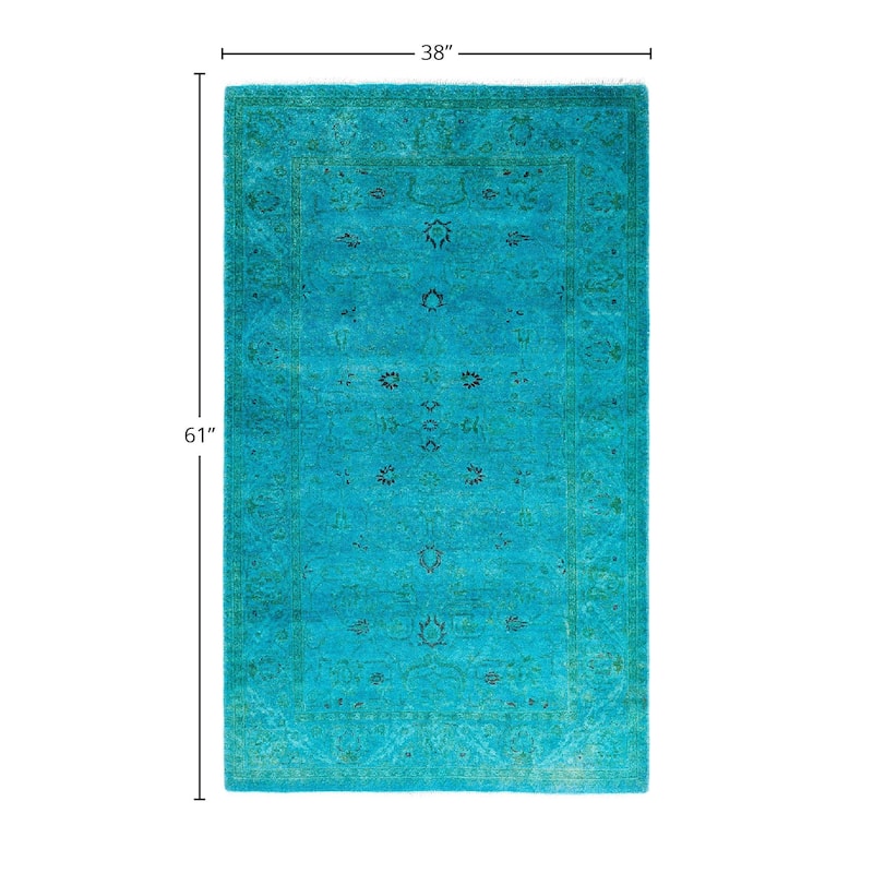 Contemporary Overdyed Wool Hand Knotted Area Rug - 3' 2" x 5' 1"
