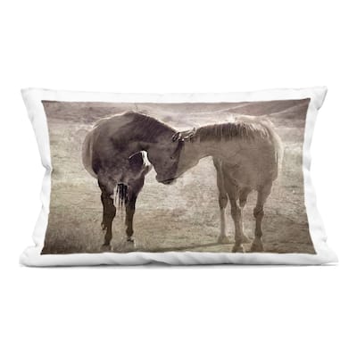 Stupell Muted Horse Pair Hugging Decorative Printed Throw Pillow Design by Steve Toole