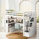 preview thumbnail 19 of 34, Multifunctionl Design Twin Size Loft Bed with Desk and Shelves, Two Built-in Drawers, Storage Staircase, Maximized Space, Gray White
