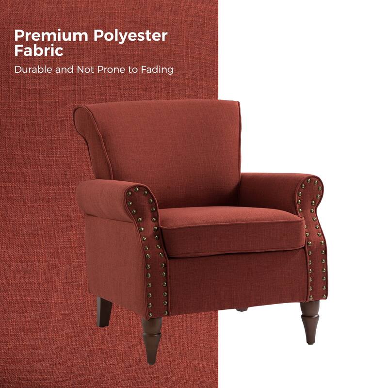 Nyctelius Upholstered Comfy Accent chair with Turned Wooden Legs and Nailhead Trim Set of 2 by HULALA HOME