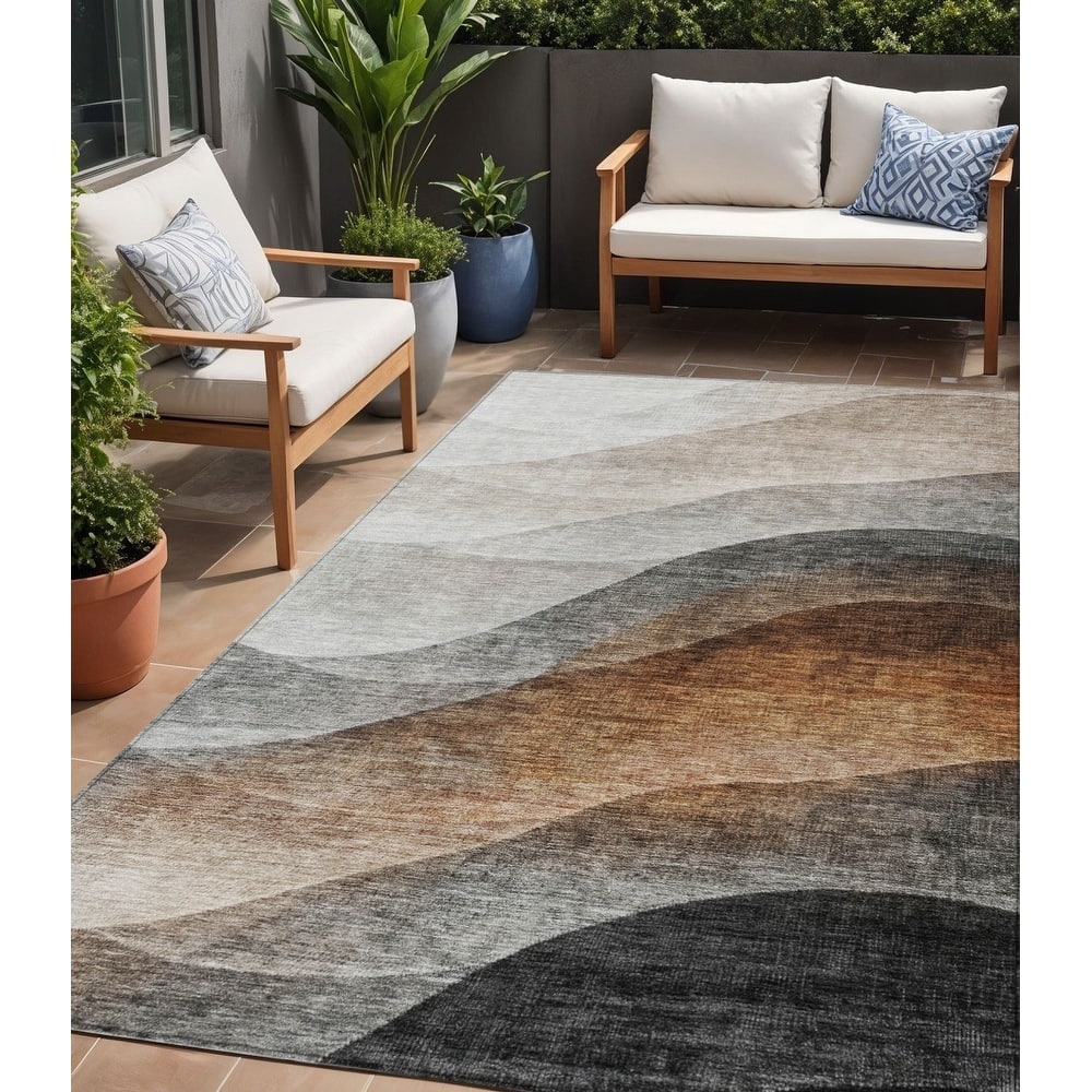 HomeRoots Abstract Transitional Rectangle Outdoor Rug