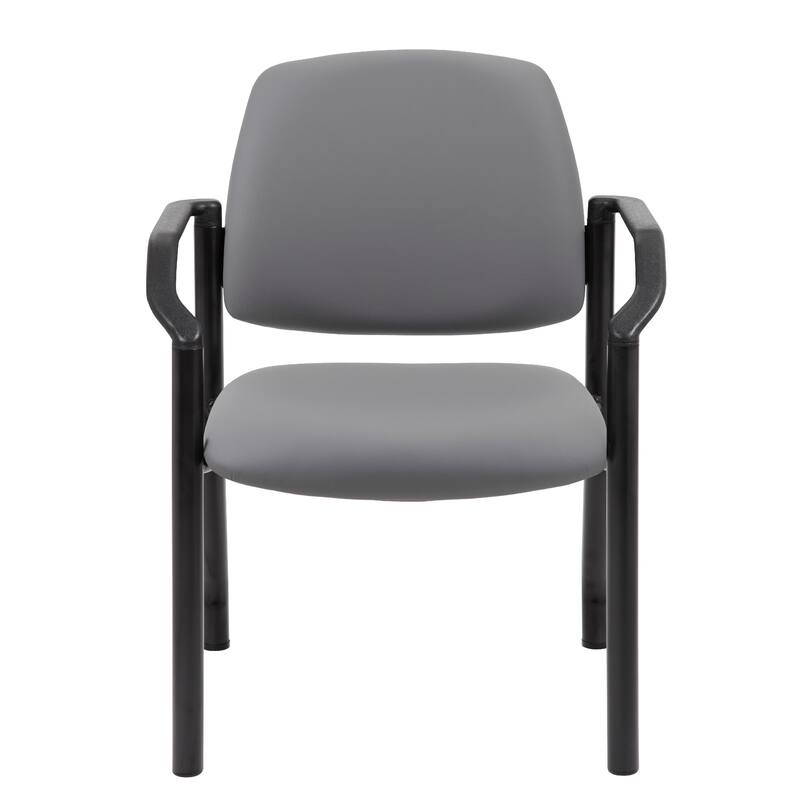 Theo Guest Chair with Modern Steel Frame, Gray Antimicrobial Vinyl