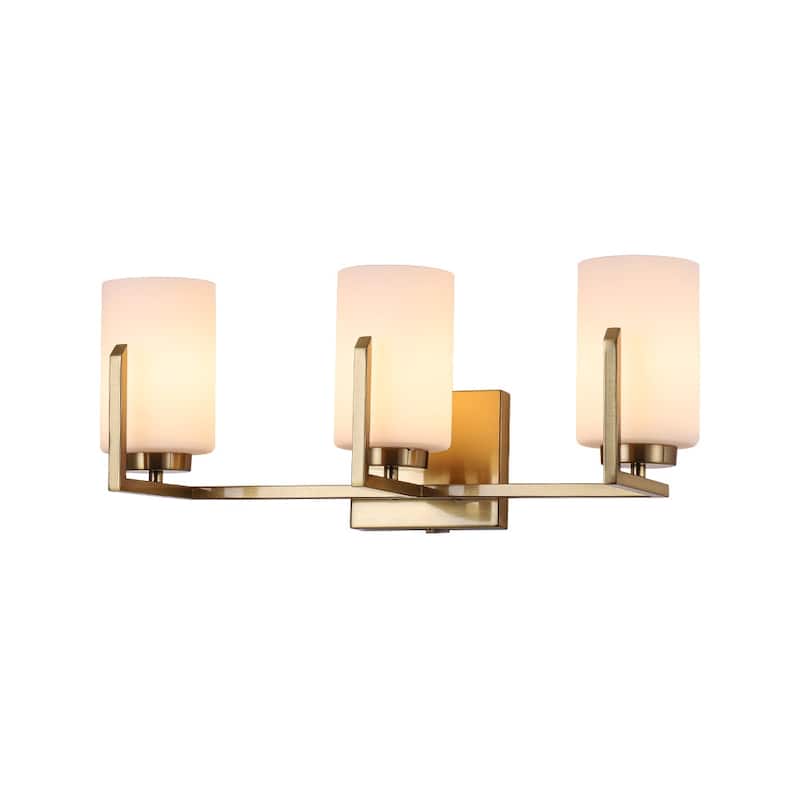 Mid-Century 3-Light Cylinder Opal Glass Wall Sconce Vanity Light