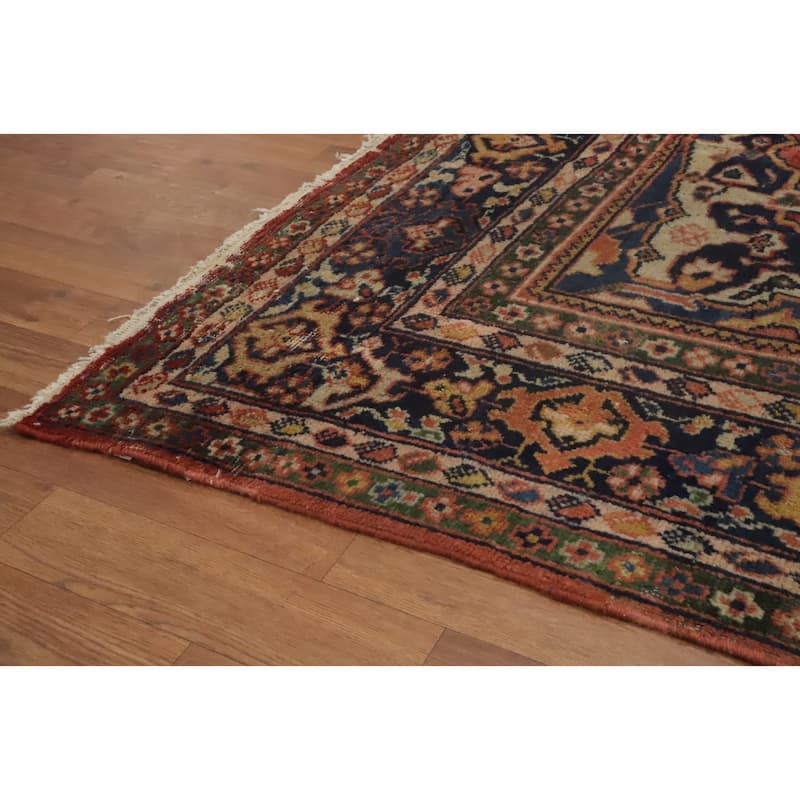 Hand Knotted Oriental 100% Wool Carpet Traditional Floral Oranges & Rust Mahal Area Rug - 11' 10'' X 7' 10''