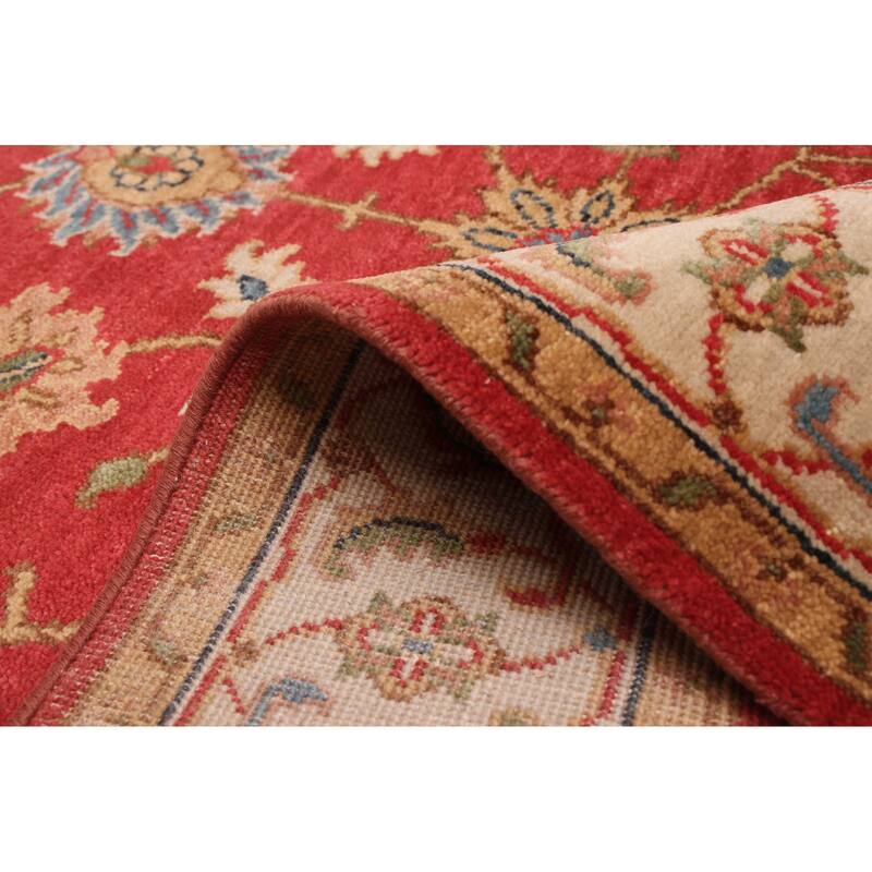 ECARPETGALLERY Hand-knotted Finest Oushak Red Wool Rug - 5'0 x 6'11