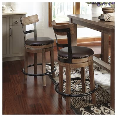 Signature Design by Ashley Sircar Light Brown Swivel Counter Height Bar Stool