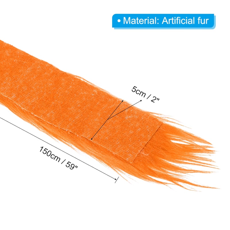 59" x 2" Plush Faux Fur Fabric Precut Strips, Orange - Orange