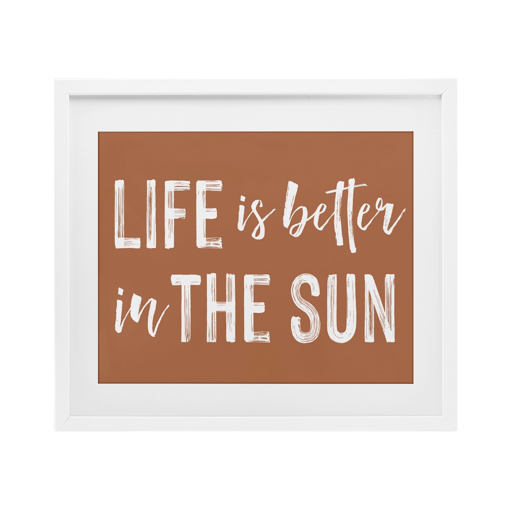 Stupell Life Better In Sun Brown Under Glass Framed Design By Lettered and Lined