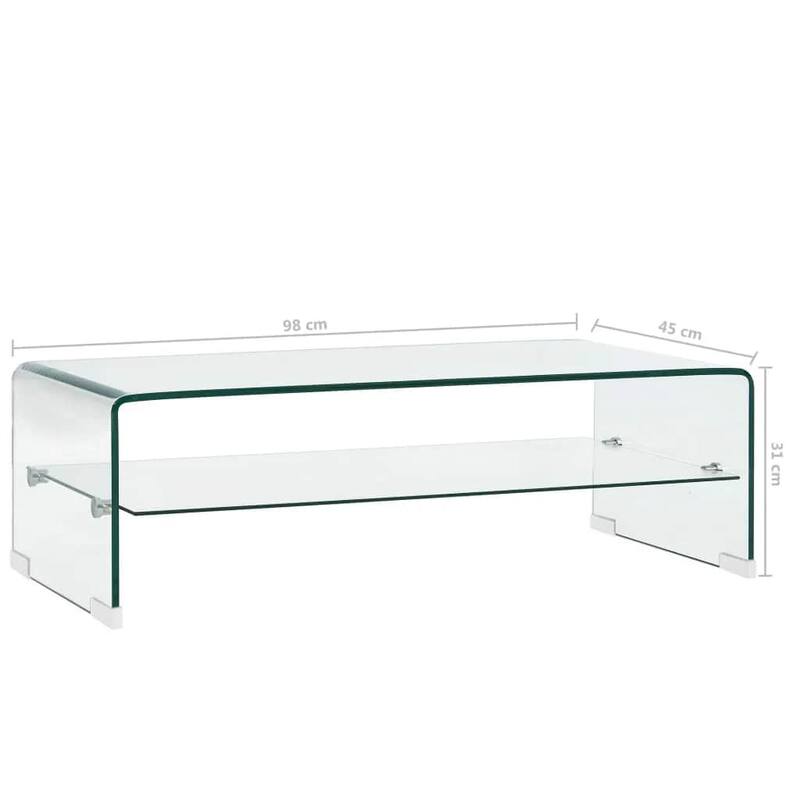 vidaXL Coffee Table Clear Tempered safety glass Glass surface - 17.7 x 38.6 x 12.2 in