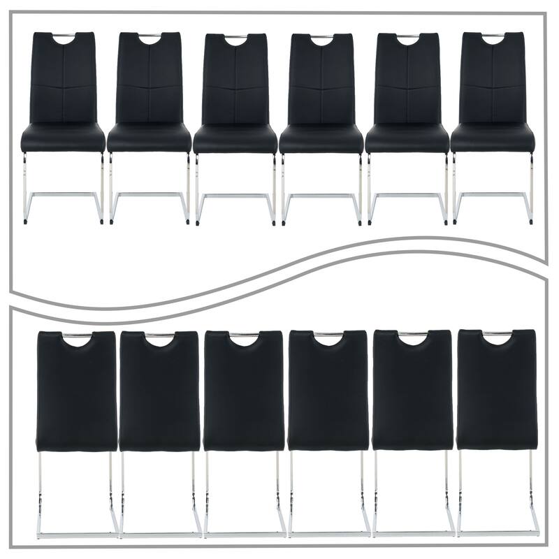 Classic Set of 6 PU Upholstered Dining Chairs - N/A