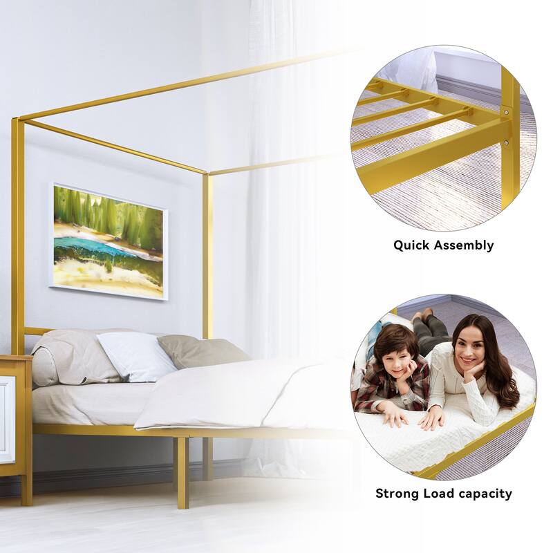 Metal Canopy Platform Bed Frame